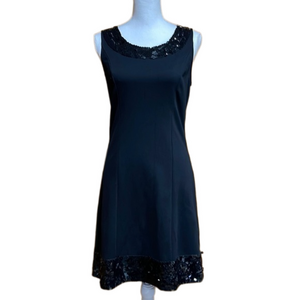ECI New York Black Sheath Dress with Sequin Trim - EUC